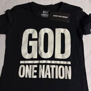 Lions Not Sheep God One Nation Graphic T-Shirt Black XS NEW